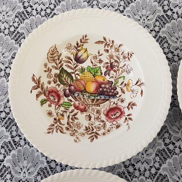 4pc Johnson Brothers PONOMA Rimmed Soup Bowl Set, Windsor Ware Brown Transferwar - Picture 6 of 11